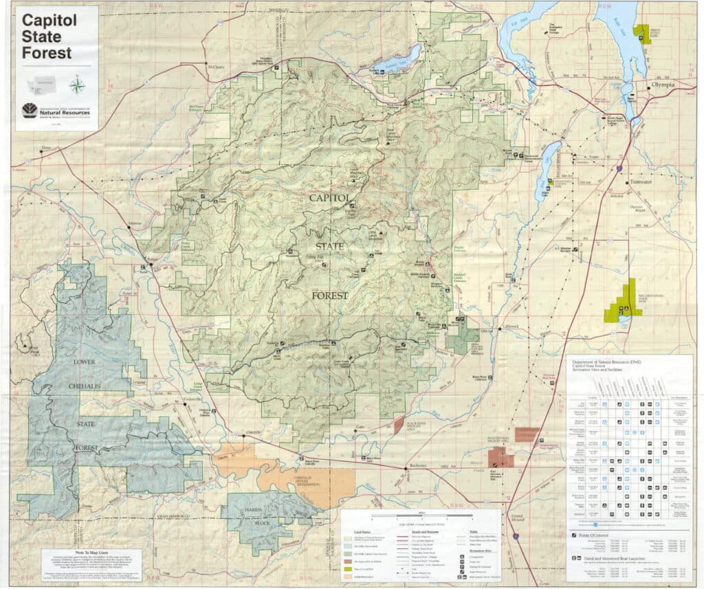 Map of Capitol State Forest trails.